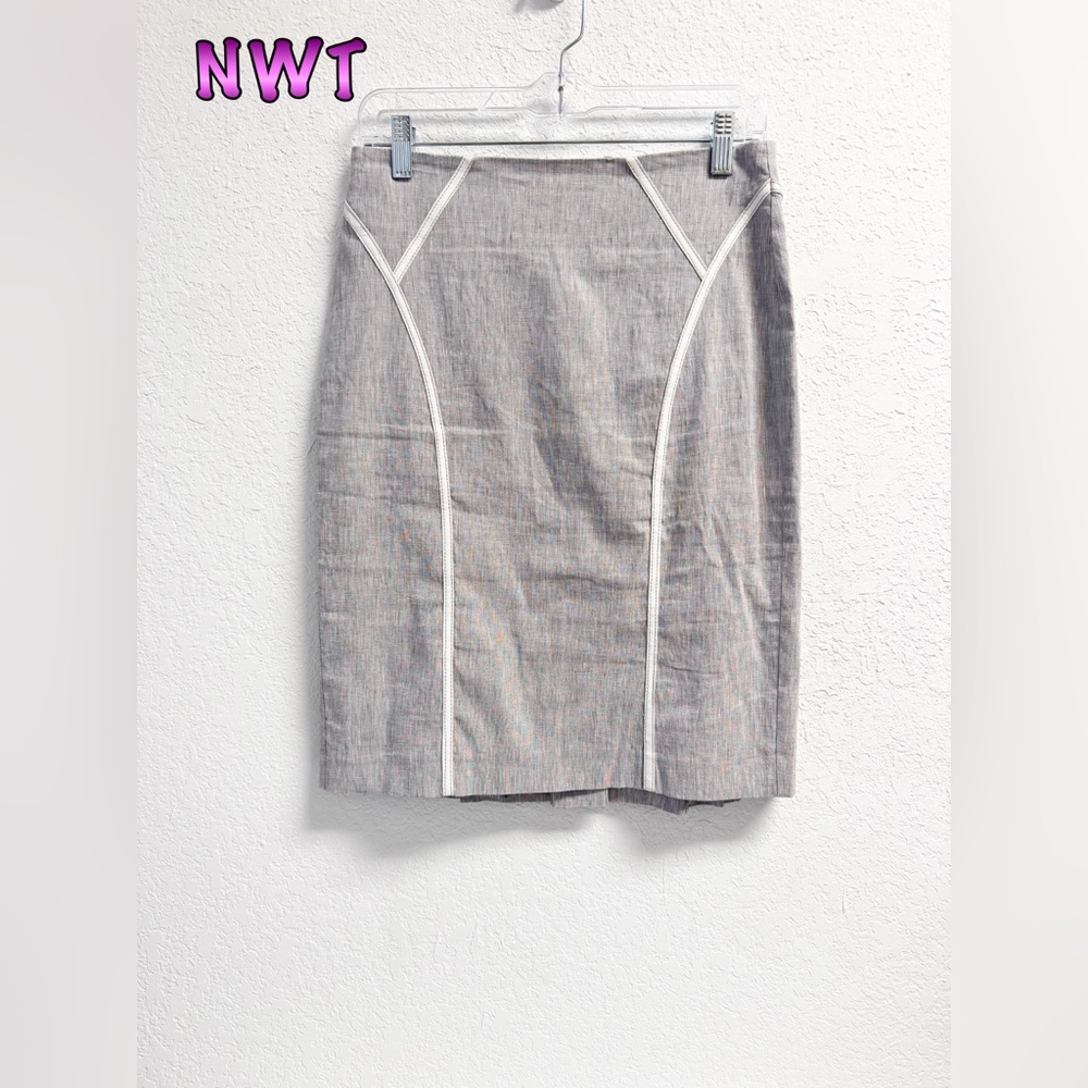NWT-Bebe Linen Gray Pencil Skirt Sz 8